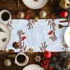 Christmas Snowman Truck Berry Cardinal Bird Blue Linen Table Runners Party Decor Durable Winter Xmas Christmas Decorations