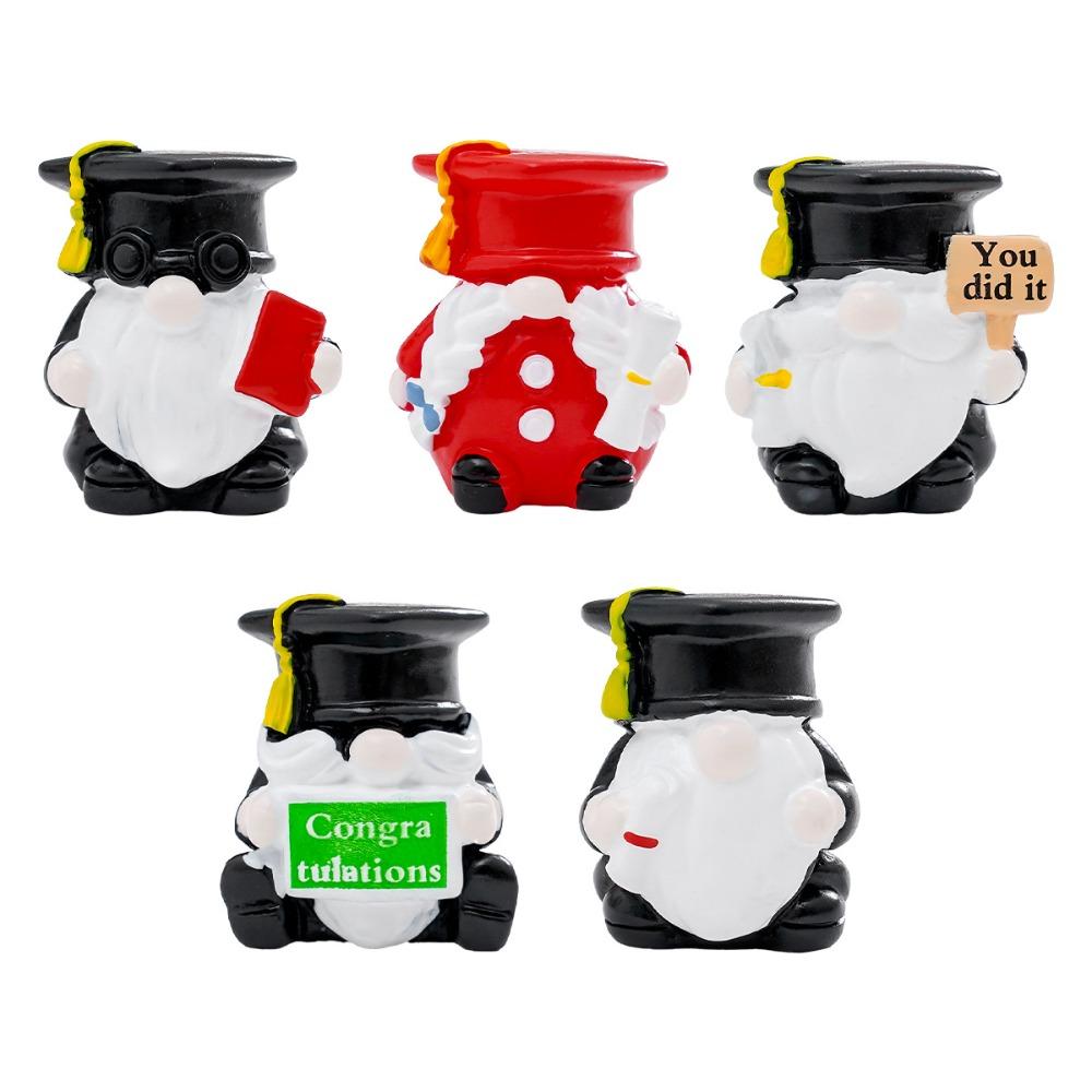 

5 Pieces Bachelor Hat Graduation Dwarf Ornament Cute Dwarf Figurine Gifts Home Decoration 5PCS