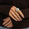 SHIXIN Punk Chunky Acrylic Wide Cuff Bracelet Ring Women Vintage Geometric C-shaped Opening Bangle Finger Rings Party Jewelry