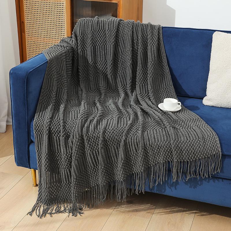 Nordic Tassel Knitted Blanket - Versatile Sofa, Bed, and Bay Window Throw
