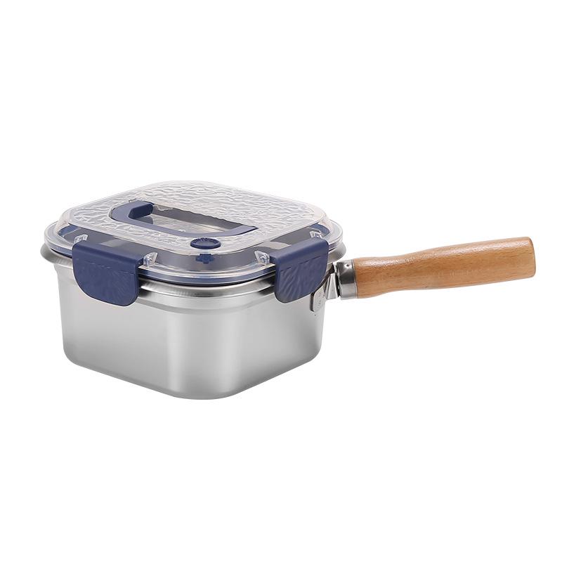 Stainless Steel Multifunctional Cookware: Square Deep Fryer, Milk Steamer, Noodle Pot, Portable Fresh-Keeping Box