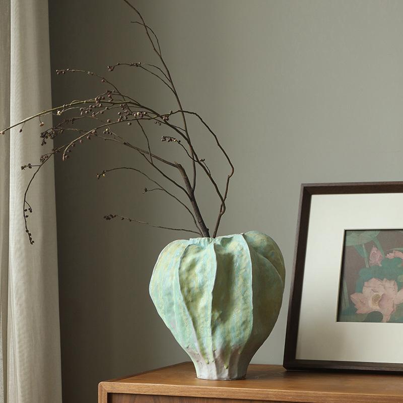 Ceramic Vase Abstract Geometric Ornaments Irregular Folds Flower Vase Flower Arrangement Accessories Handicrafts Home Decoration