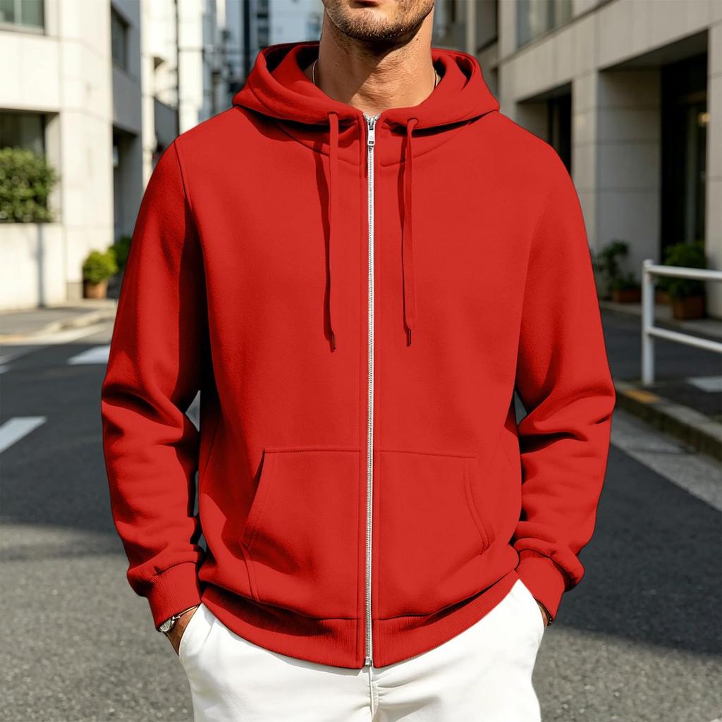 Men's Casual Zip-Up Hoodie Sweatshirt Jacket with Pockets