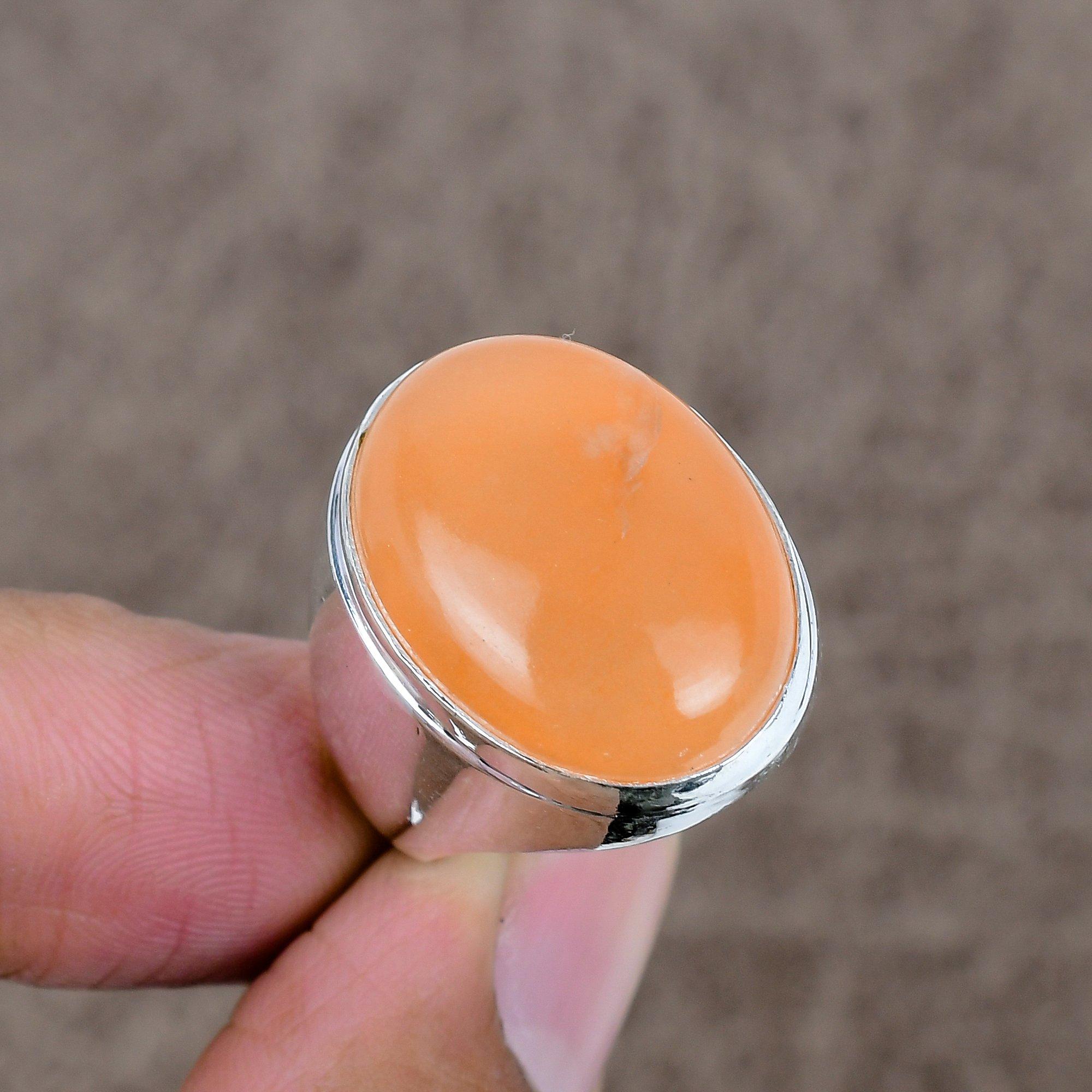 

Помаранчевий Авантюрин Самоцвіт Ручна Робота Срібло 925 проби Ювелірний Перстень Розмір 9 KKG-520