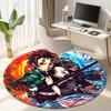 Classic Japanese-style Cartoon Demon Slayer Round Rug, Home Soft Decorative Anti-slip Yoga Mat and Chair Mat, Outdoor Floor Mat Carpet K6
