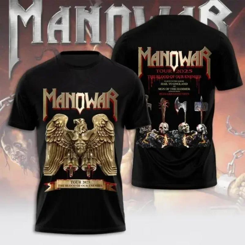 Rock Manowar Band Harajuku Hip Hop 3D Print Sports Men‘s Short Sleeve Summer Outdoor Street Fitness Quick Dry Breathable T-shirt