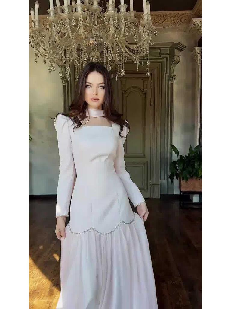 2025 Elegant Retro European Court Style Long Sleeve Dress