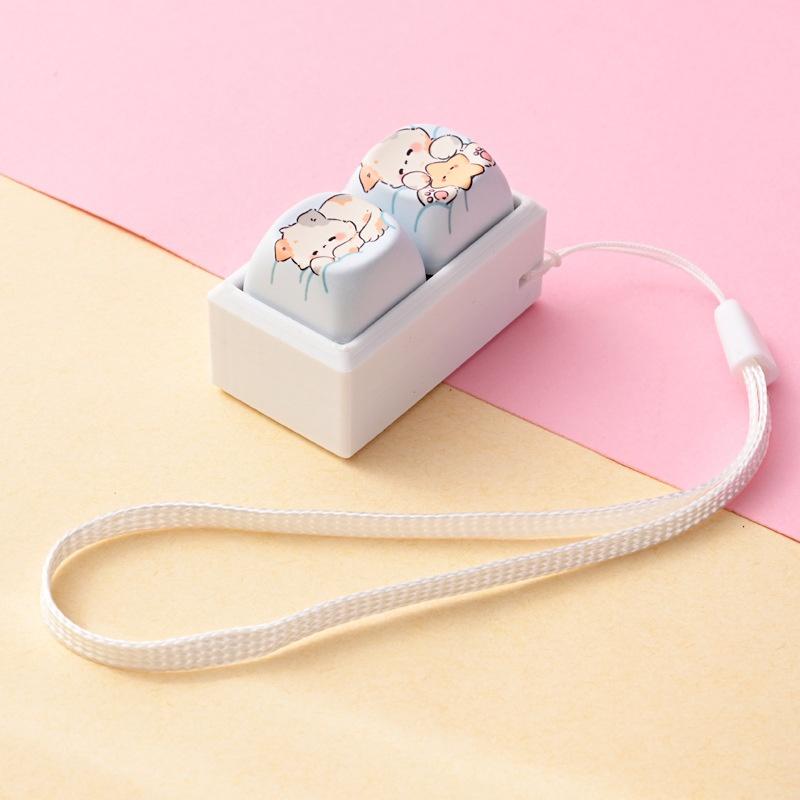 Cute Cartoon Fidget Keycap Keychains Adorable Animal Patterns For Bag Decor Office Stress Relief