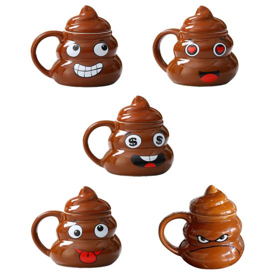 Ceramic Poop Cup 500ml Creative Coffee Mug with Spoon Comfortable Grip Tea Mug Novelty Drinkware Gifts