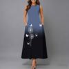 Plus Size Women Sleeveless Round Neck Dress Fresh Tiny Ditsy Floral Flowy Mid Length Gown