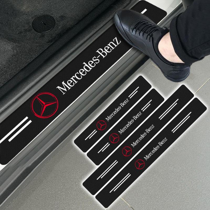 4ks/sada Nálepka z uhlíkových vláken na prahy dveří auta Ochrana prahů dveří Pro Mercedes Benz A200 A180 W177 CLA GLA AMG A C E CLS Třída Auto Příslušenství