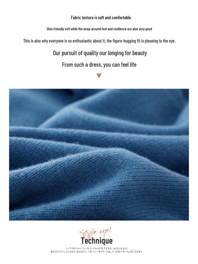 Dámský volný pletený svetr s vysokým límcem ve velkých velikostech - Dlouhý rukáv, korejský styl pro podzim a zimu