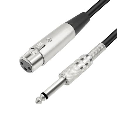 Cabo para Microfone Mixer XLR Fêmea de 3 Pinos para Mono 6,35mm Macho.