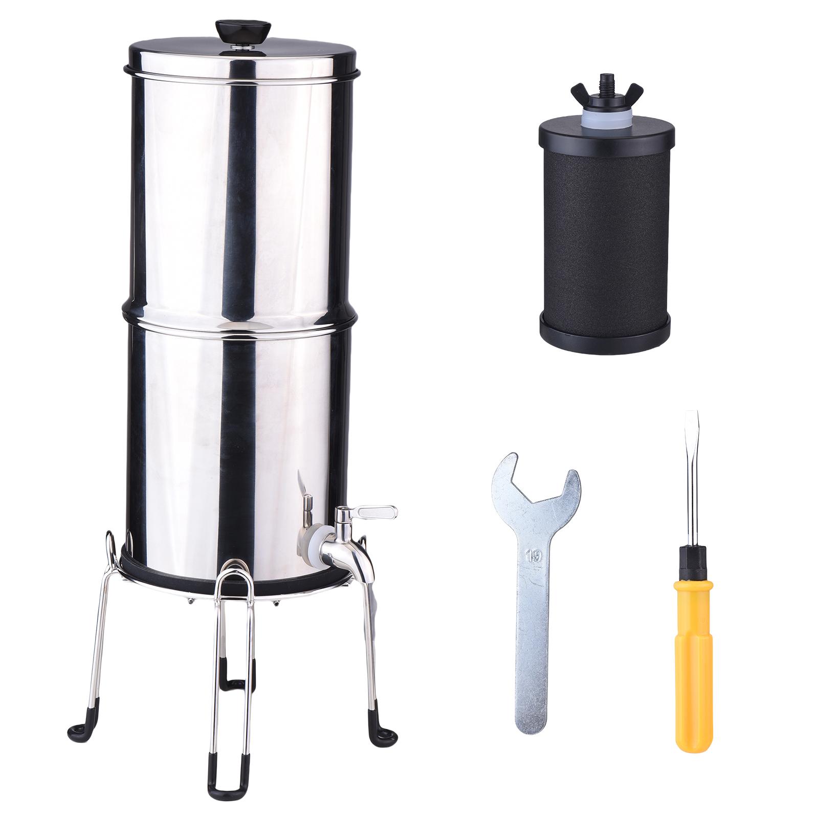

Water Filter System 1 Gallon Stainless Steel Countertop System with Filters K8779 No Bracket With bracket