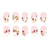 24 Pcs Sweet Flowers False Nail Bees Artificial Nail Glossy Full Cover Stick on Nail Short Oval Press On Nail