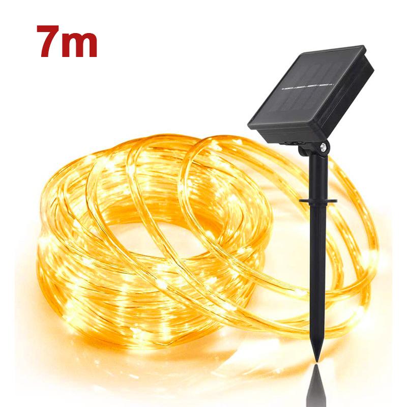 7/12/22m LED Solar Light String Outdoor Waterproof Tri-color Decorative Lamp Garden Courtyard Villa Park Atmosphere Light String