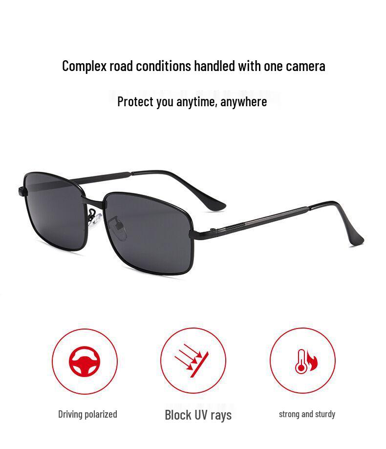 2023 Men's Polarized Metal Sunglasses with Color-Changing Lenses - Fashionable Small Frame & Night Vision Driving Glasses