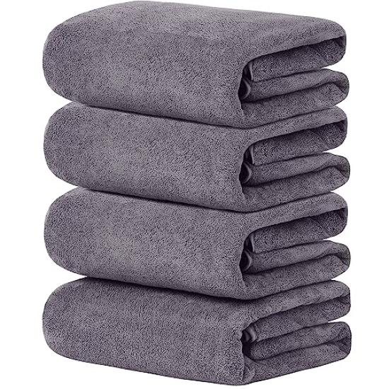 Badlakan mjuka för skönhetsreklam hållbara efter badprodukter [tkone 4-delat set, grått] Fluffiga, stora, absorberande, snabbtorkande,