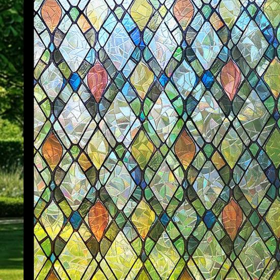 Folia Prywatnościowa na Okno 3D Dekoracyjna Matowa Statyczna Adhezja Usuwalna Wielokrotnego Użytku Dom Biuro Łazienka Blokująca Promieniowanie UV Naklejka na Szkło Pokrycie