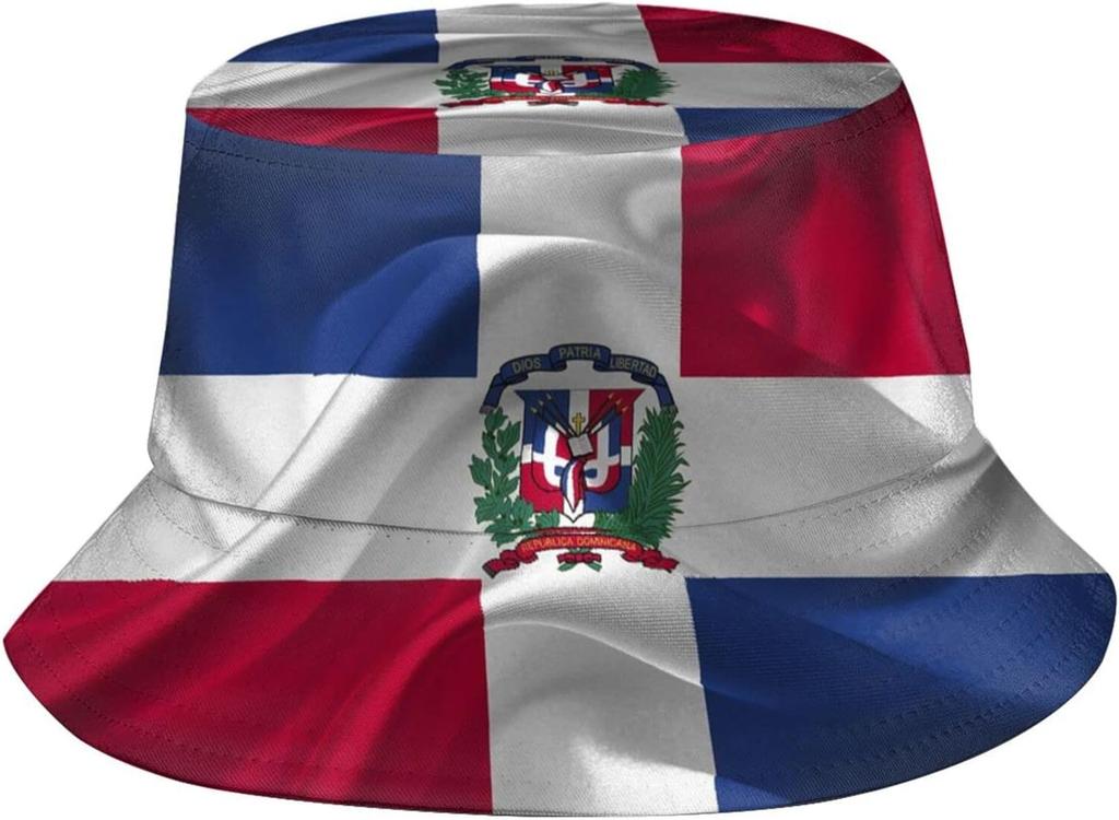 Cute Dominican Flag Print Bucket Hat Summer Travel Fisherman Cap Packable Outdoor Dominican Cap For Women Men Teens