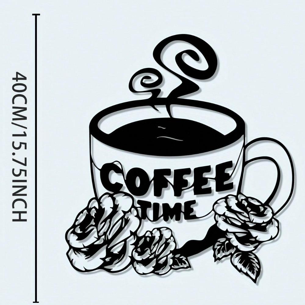 

Vintage Metal Coffee Cup Wall Art Durable Iron Kitchen Decor Indoor Outdoor Gift 37x40 різнокольоровий