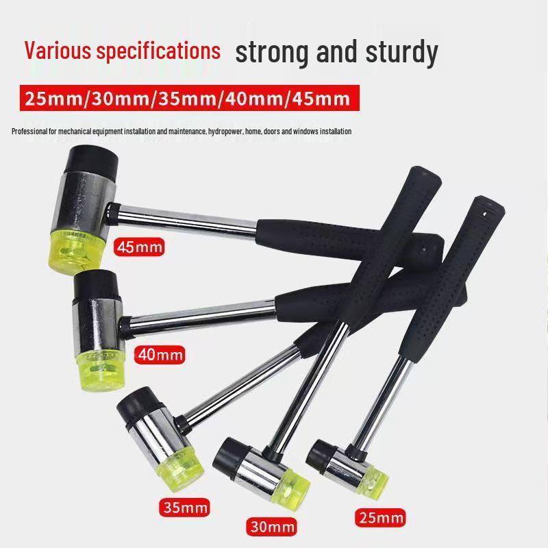 Multi-functional Detachable Double-Headed Rubber Mallet with Round Rubber Head for Various Installations 25mm Striking Hammer