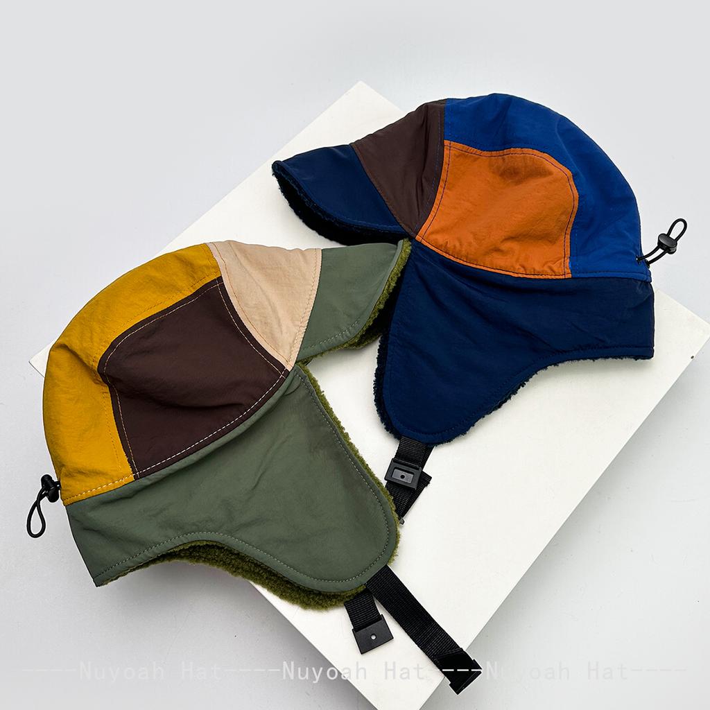 And Women Fast Drying Color Contrast Vintage Baseball Caps Sun Protection Polar Fleece-Lined Heat Retaining Outdoor Use Bomber Caps All-Match