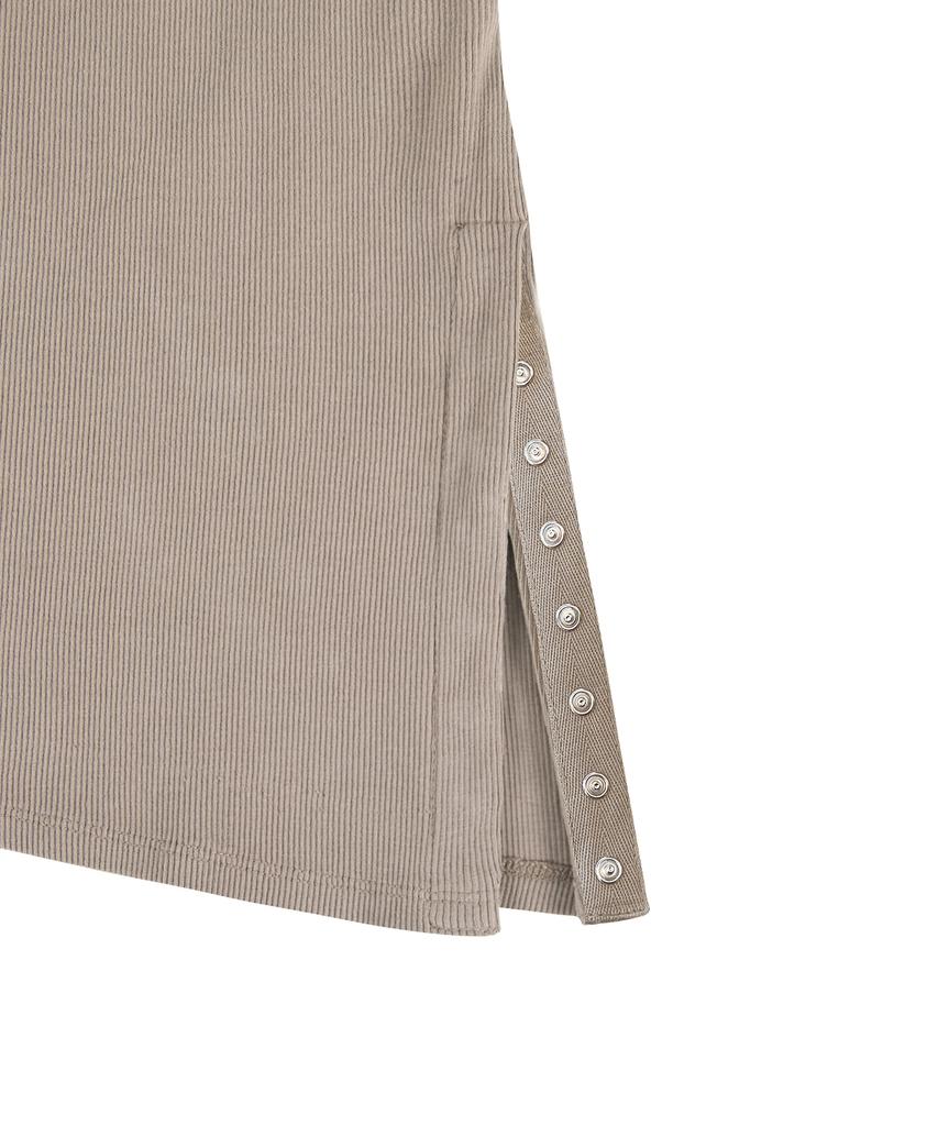 ROCKCAKE Snap Button Unbalanced Top - Beige