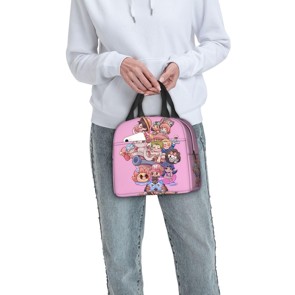 Custom One Pieces Insulated Lunch Bag for Outdoor Picnic Manga Portable Thermal Cooler Bento Box Men Women
