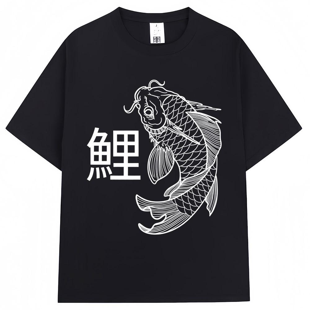 Japanese Style Koi Sign Graphic Tshirts Men Women Fashion Classic Y2k Short Sleeve Oversized Cotton Casual T Shirts Streetwear