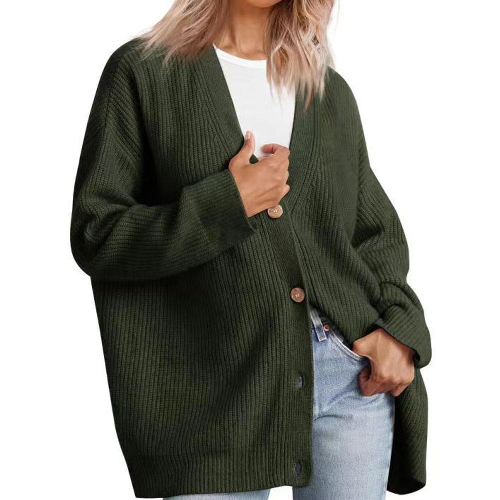 Simple Women's Knitted Cardigan Soft Comfortable V-neck Cardigan Clothes for Commute