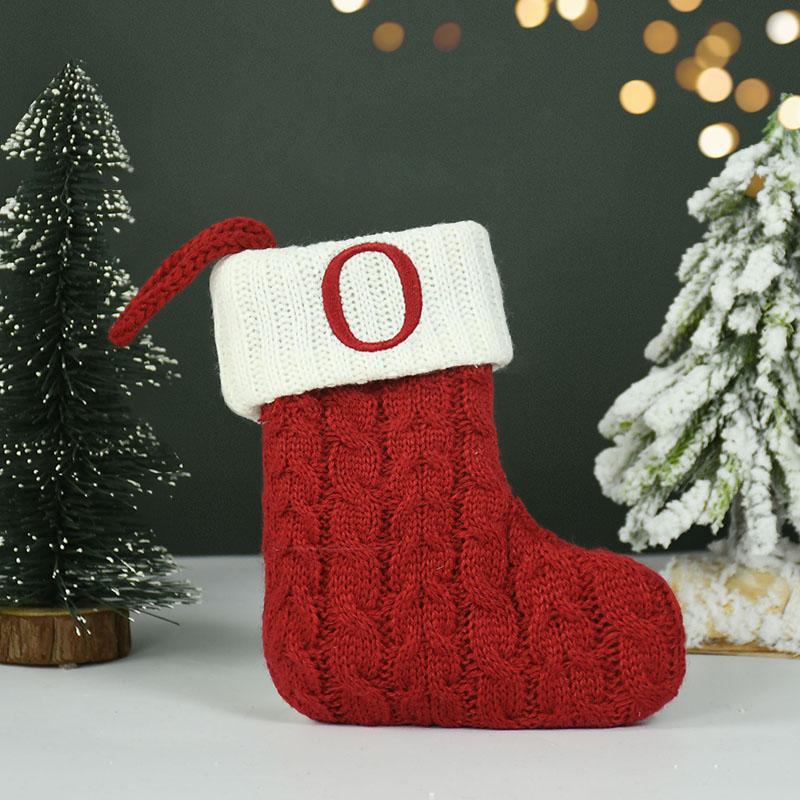 

Name Letter Christmas Socks Red Snowflake DIY Alphabet Knitting Stocking Christmas Tree Pendant Decorations For Home Xmas Gifts other