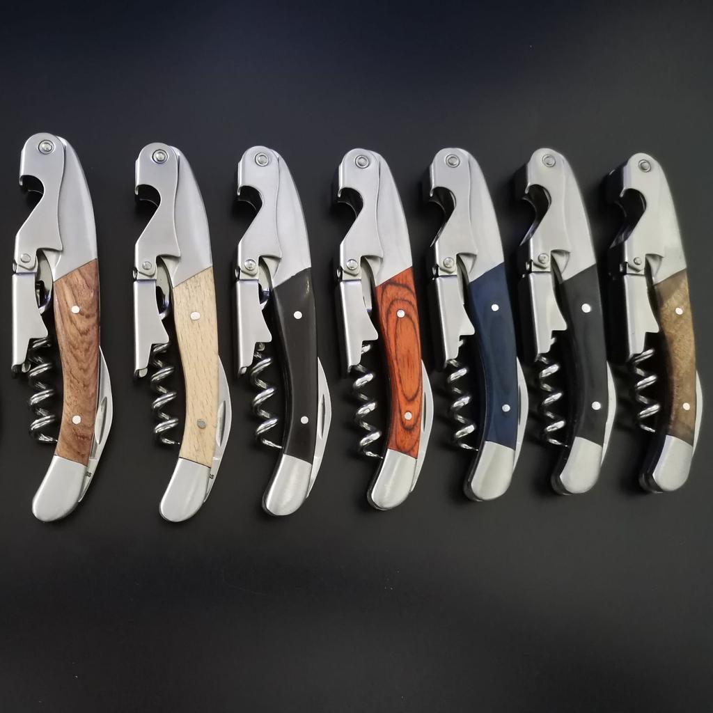 Stainless Steel Red Wine Beer Bottle Opener Cork Screw Wood Multi Function Seahorse Safe Cut Kitchen Bar Tools Wholesale