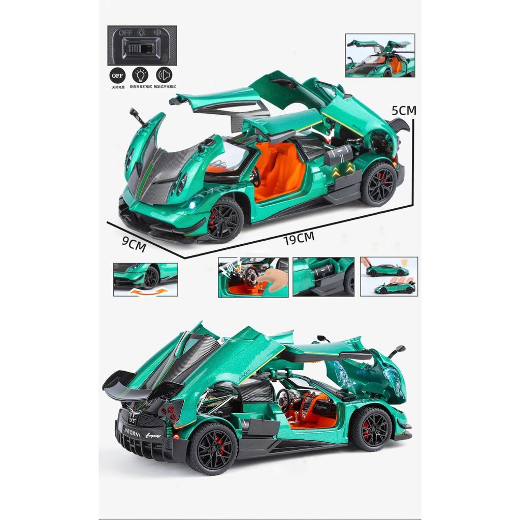 1/24 Pagani Huayra BC Alloy Sports Model Diecast Metal Racing Car Vehicles Model Simulation Sound Light Collection Kids Toy Gift