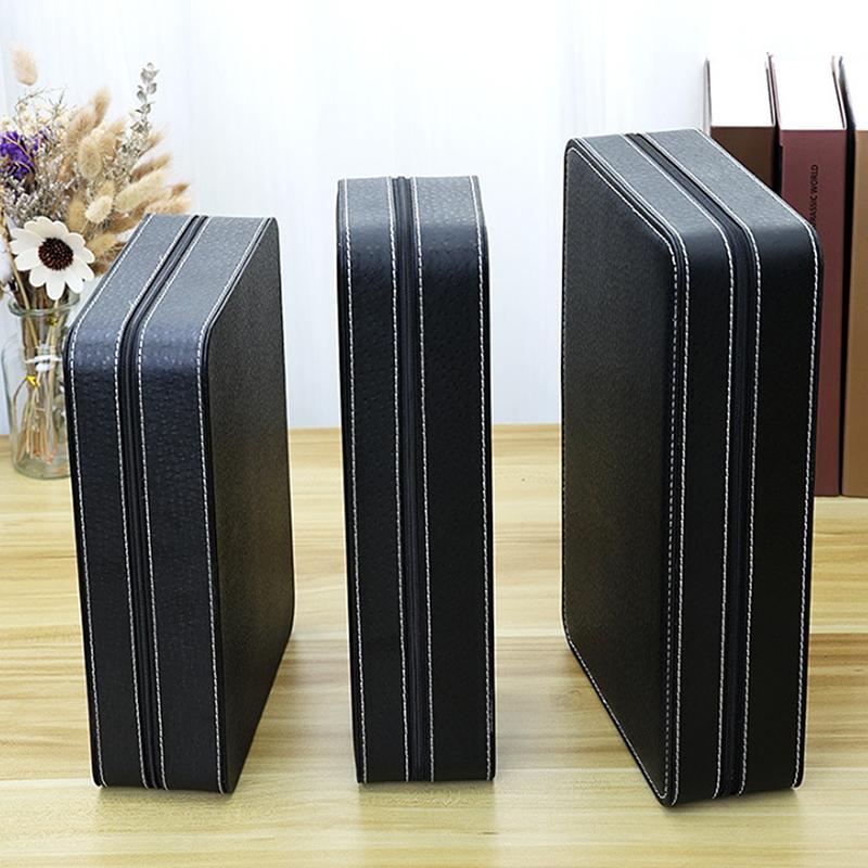 Elegant Black Ostrich Pattern Pu Leather Watch Storage Dustproof Zipper Bag Watch Storage Bag Exquisite Gift Box