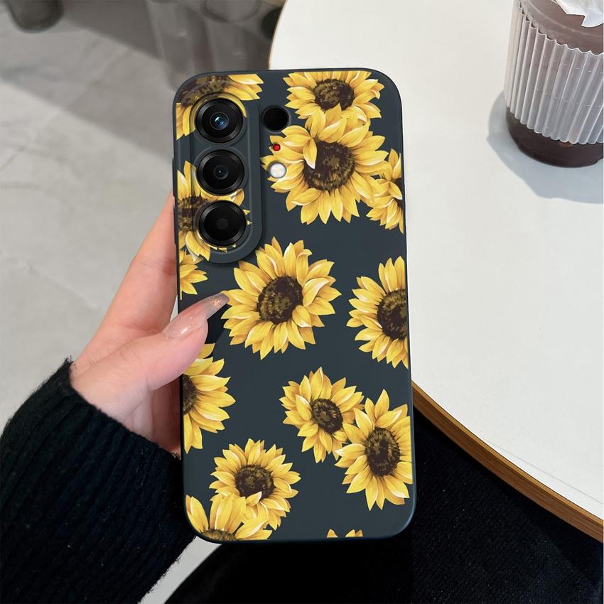 For Tecno Camon 50 Pro 50Ultra Phone Cover Sunflower Floral Case Liquid Silicone Soft Housing For Tecno Camon50 Shockproof Shell