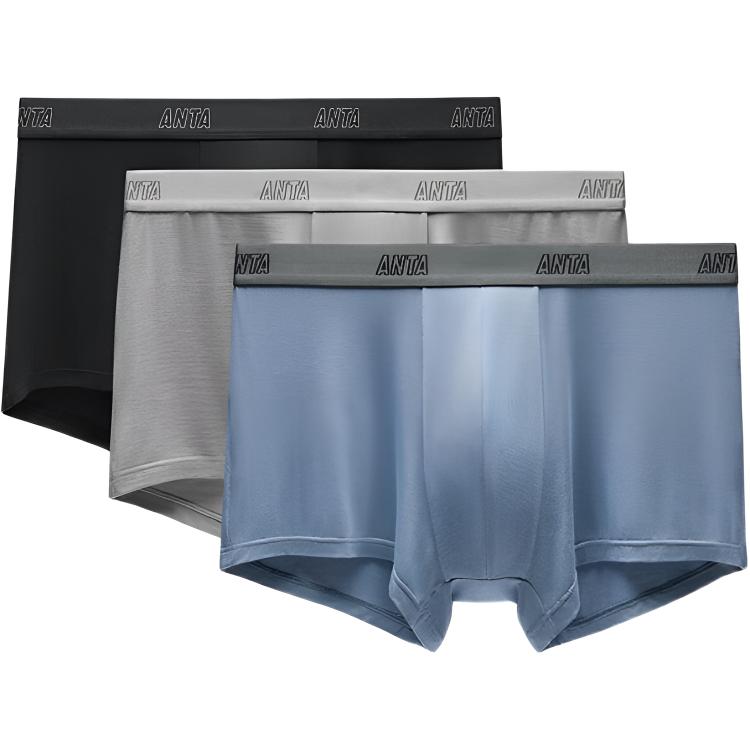 Anta Life Series Sports Casual Simple Breathable Versatile Comfortable Boxer Briefs 3-Pack Men Underwear 992538971R-2