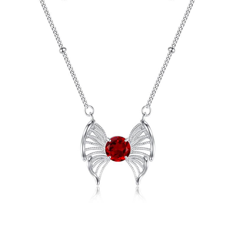 Butterfly Natural Crystal Stone Pendant S925 Sterling Silver Necklace Women's High-end Peridot New Chinese Jewelry Fashion Gift