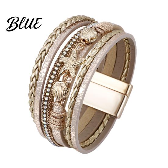Bracelet Casual Accessory Women Braided Multi-Layer Bohemian Faux Leather Rope