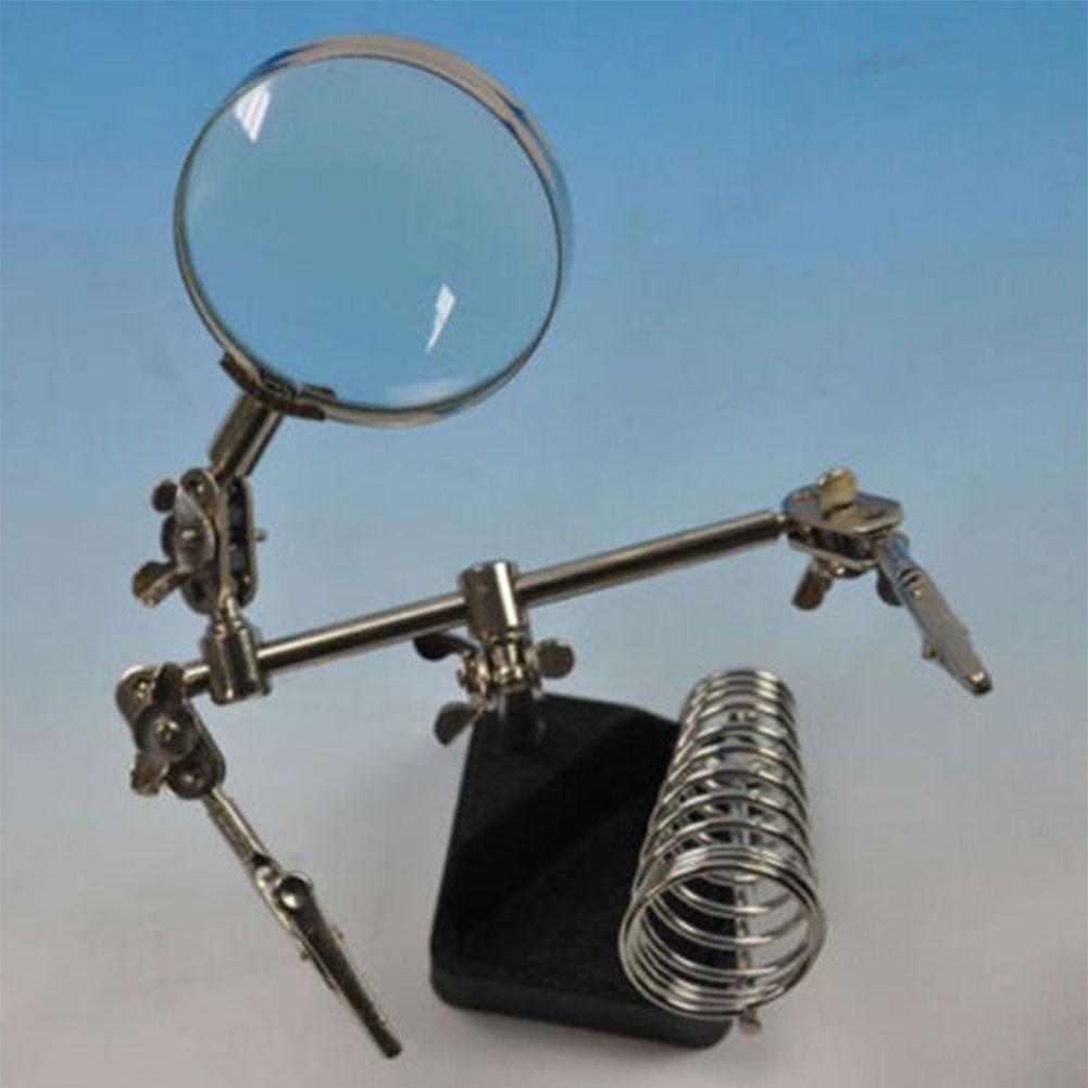 Solder Third Hand Soldering Iron Stand Holder Station Lens Magnifier Help Tools