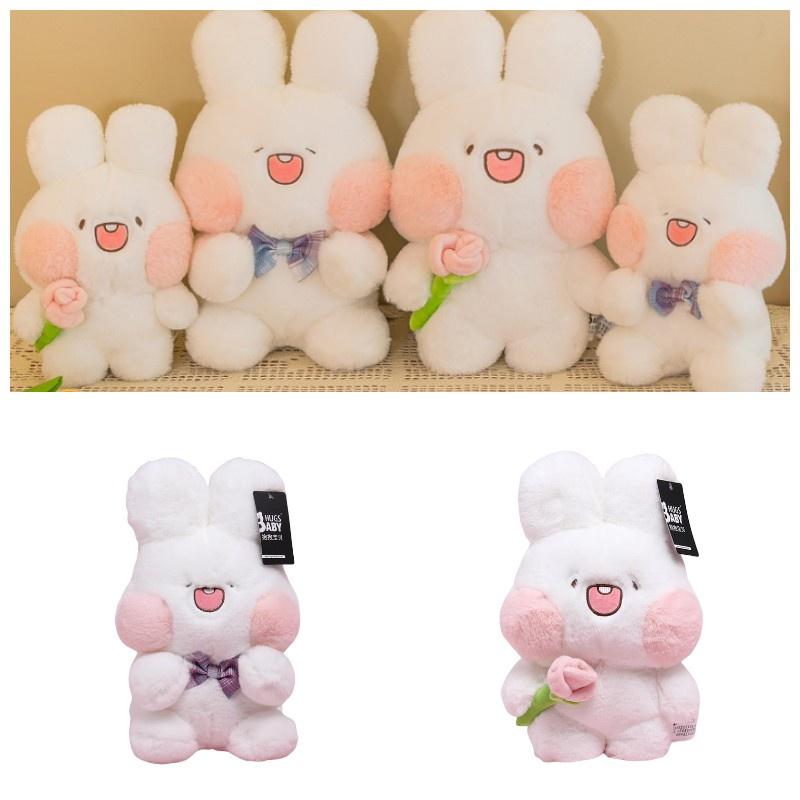 Adorable Plush Bunny Toy With Flower And Bowtie Decorations