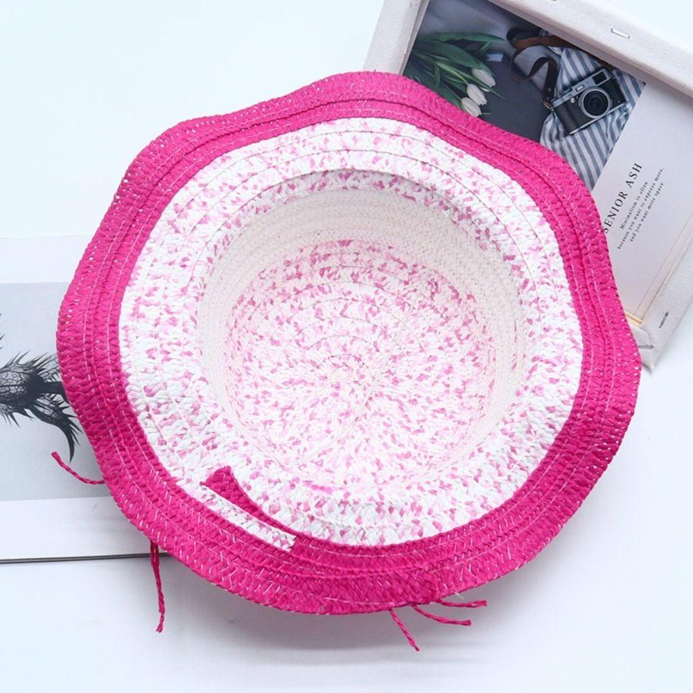 Handmade Sun Hat Flower Decoration Bucket Hat Sweet Beach Hat Beach