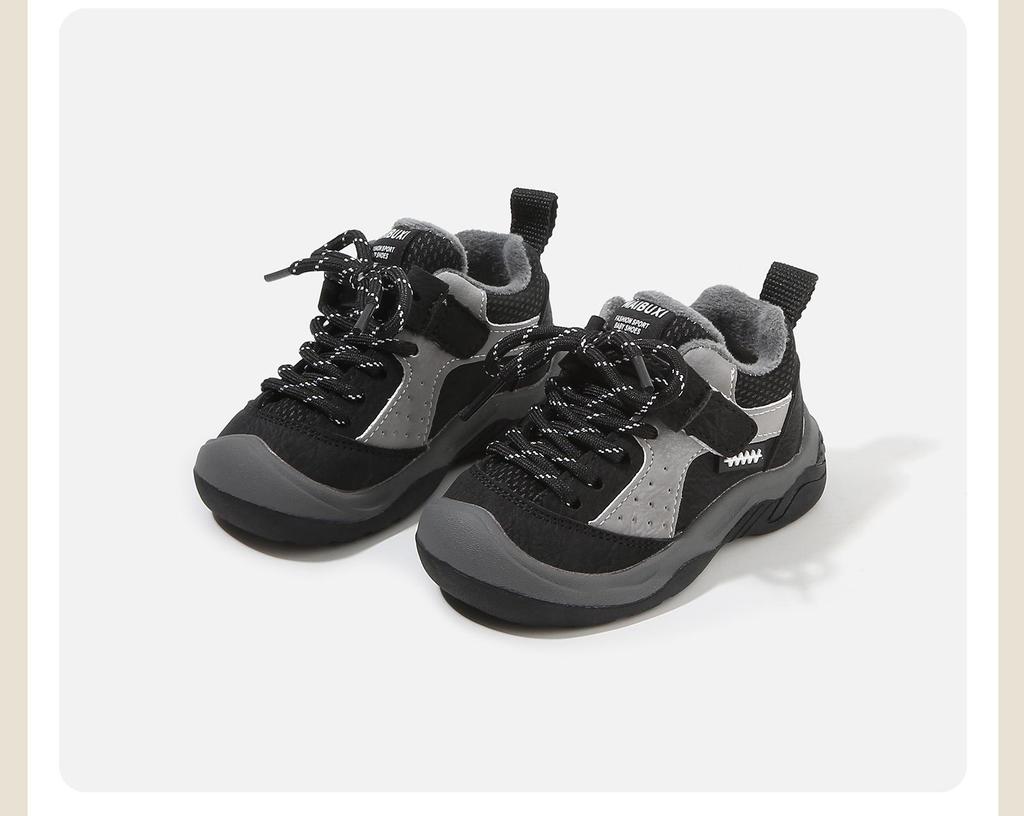 Children's Fleece-Lined Winter Shoes: Non-Slip, Soft Sole, Color-Block Sports and Casual Styles for Boys and Girls