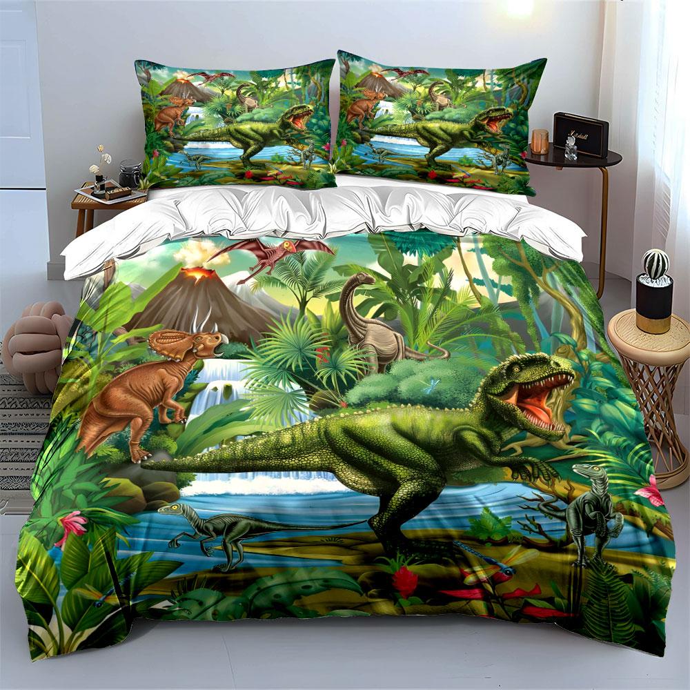 Dinosaur Jungle Adventure Set Multiple Sizes Kid'S And Adults' Bedroom Exquisite 3Pc Bedding Set, Gift