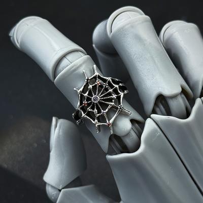 Retro The Spider Web Adjustable Open Ring For Men Punk Gothic Edgy Copper  Cosplay Holloween Accessories Unisex Gift