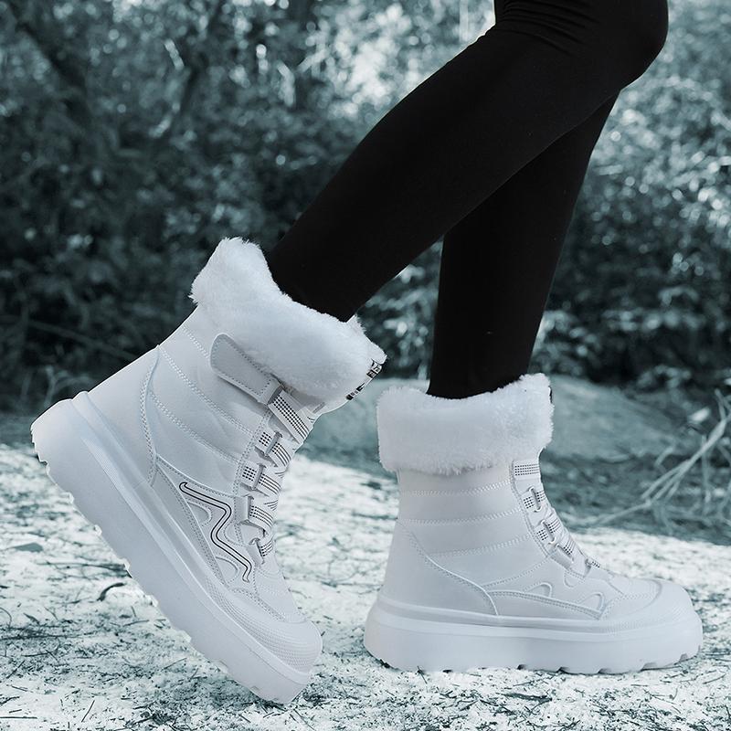 TUINANLE Winter Schneestiefel Damen Baumwollschuhe Verdickte Rutschfeste Plüsch-Knöchelstiefel Weiche Sohle Warme Outdoor-Schuhe