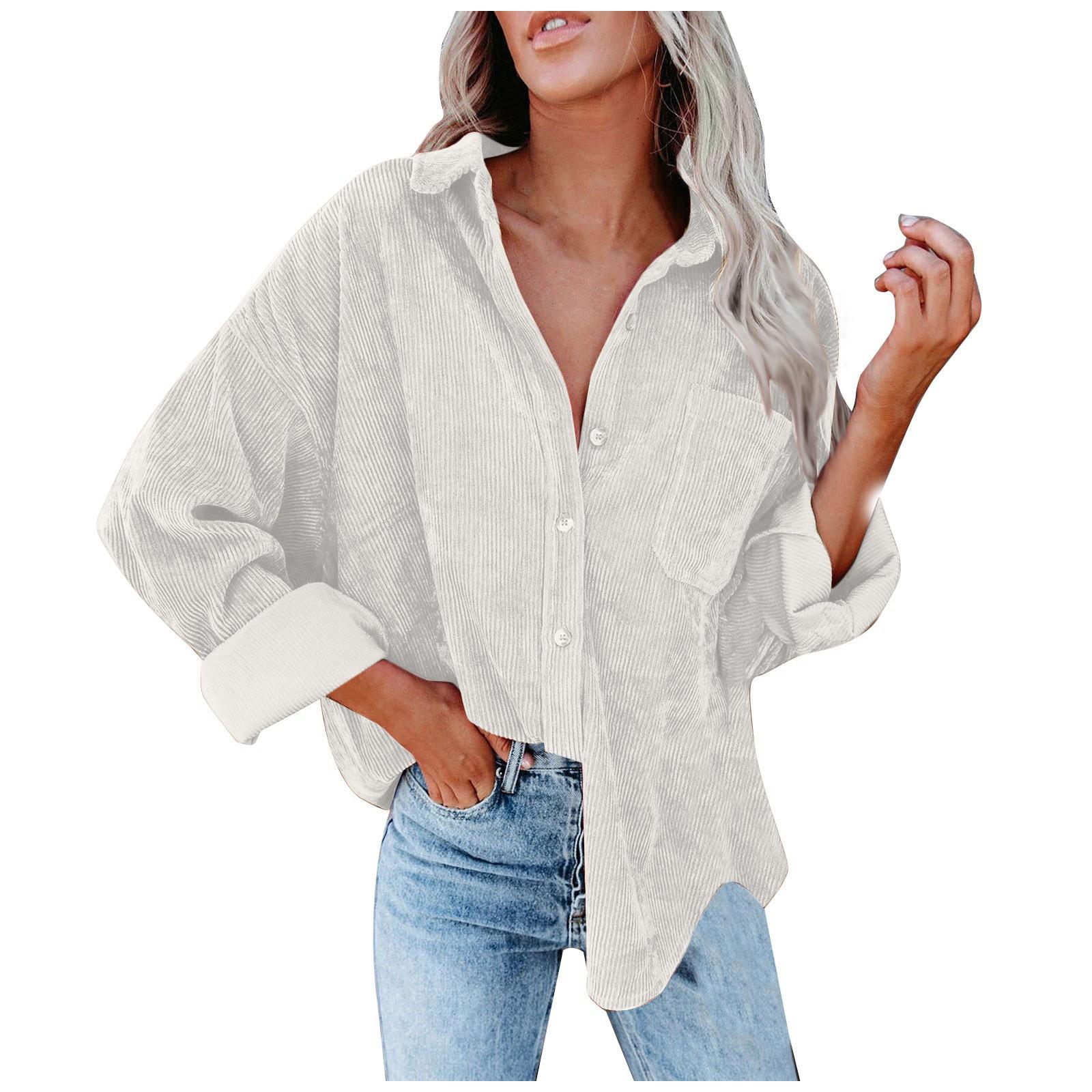 

Женские и зимние рубашки Женская однотонная куртка свободного кроя с лацканами в стиле кэжуал XXXL белый