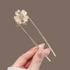 Elegant Crystal Flower Hairpin for Women Metal U-Shaped Hairpin Chinese Ancient Cheongsam Hanfu Accessories