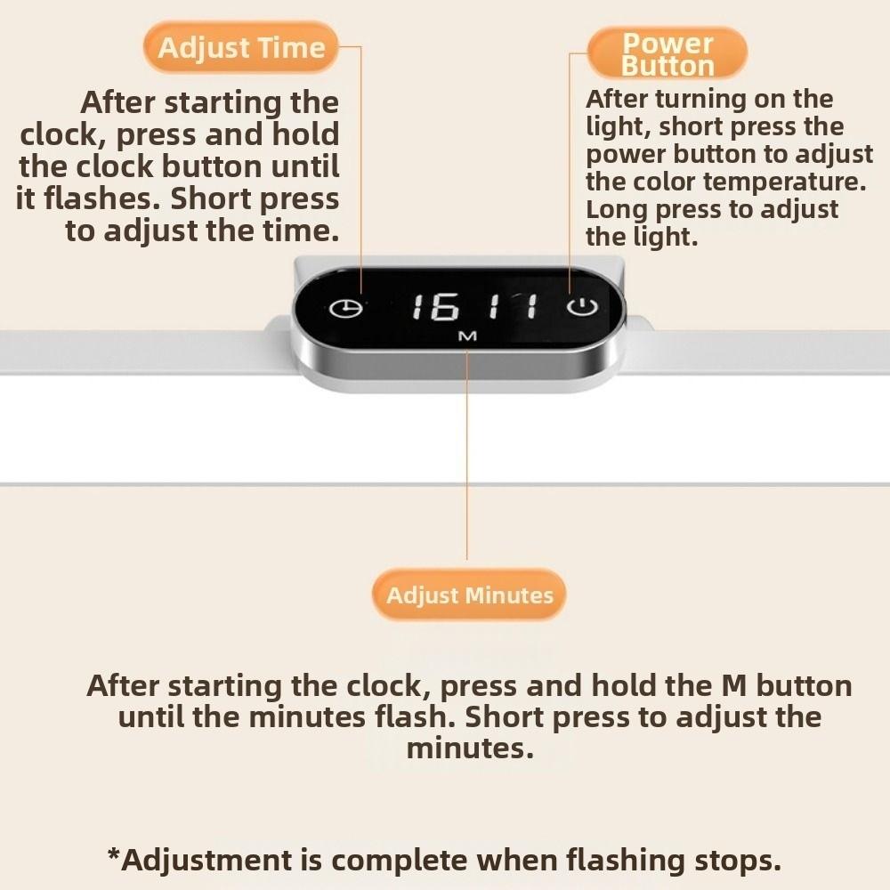 Time Display Reading Table Lamp Stepless Dimming USB Rechargeable LED Desk Lamp Remote Control Magnetic Base Night Light