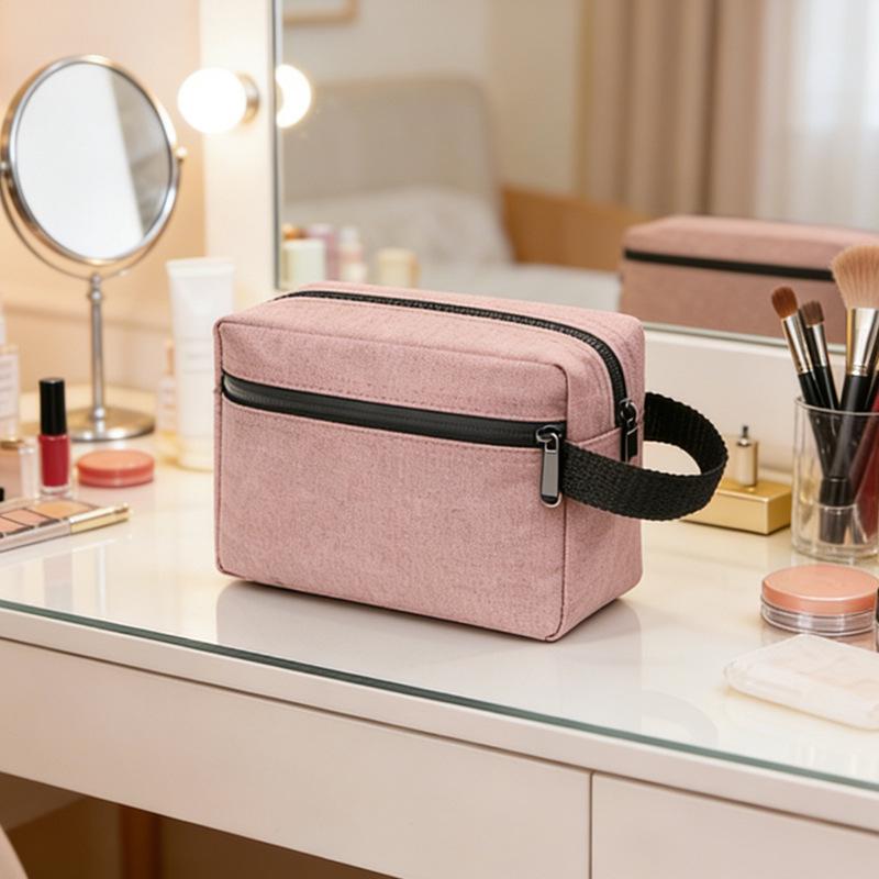 Men's Durable Large-Capacity Travel Canvas Wash Bag with Zipper